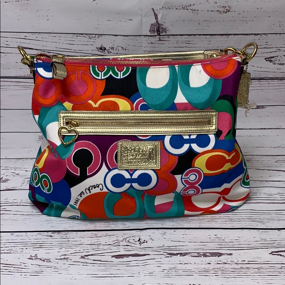 Coach colorful Poppy Handbag w/ charms